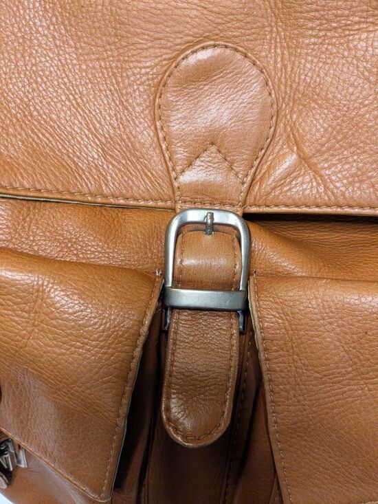 Piel Leather Backpack Large Brown Cognac Flap Buckle Unisex Work Travel Bag main image 11